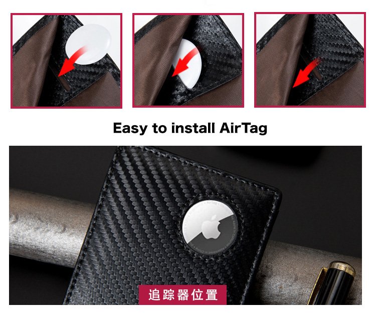 Premium RFID Blocking Leather Wallet for AirTag - Image 9